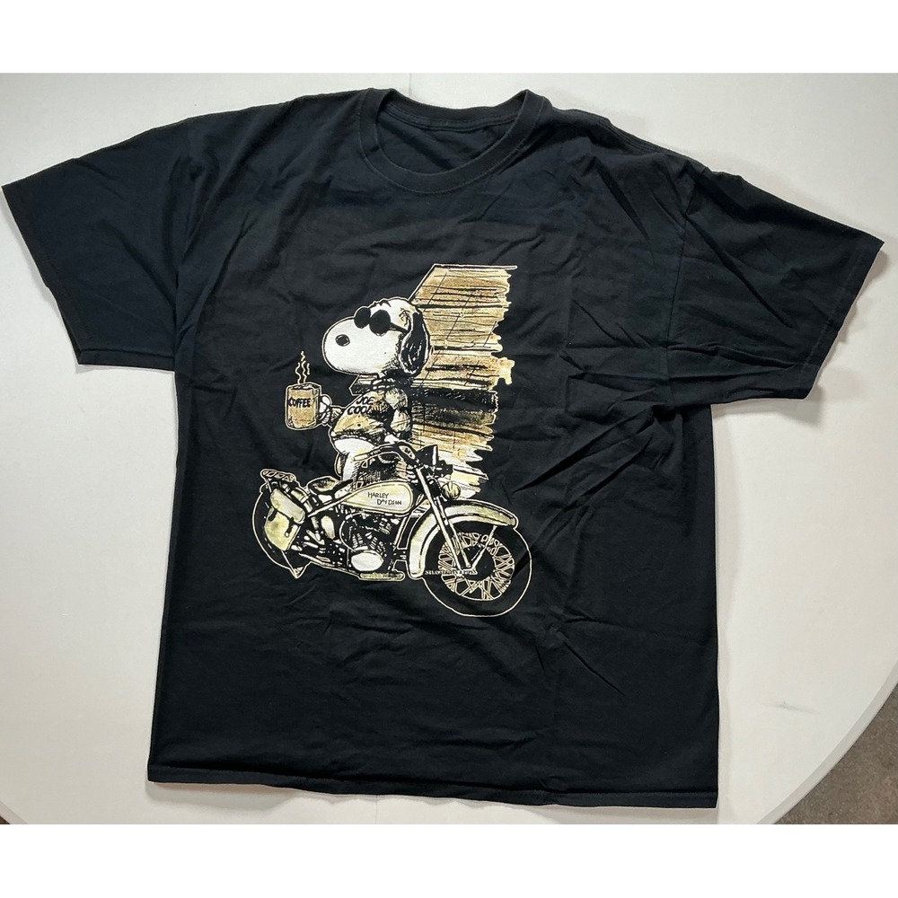 Harley Davidson Snoopy‎ Joe Cool Graphic Tee Mens XL Black Biker Peanuts Shirt